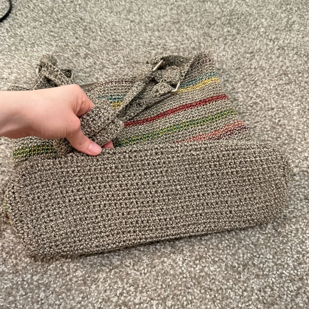 The Sak Multicolored Stripe Woven Belle Shoulder Bag Purse Tote Boho Hippie Hobo